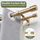 Double Curtain Rods 144-164 Inches for Windows, 1 Inch Diameter Adjustable Heavy Duty Drapery Rod with Aluminum Alloy Brackets and Finials, Modern Stylish Dual Curtains Rod, Brushed Gold