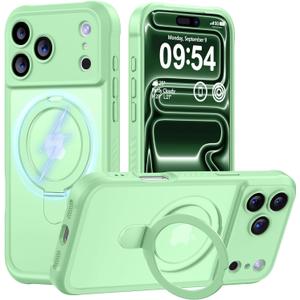 MOCCA Design for iPhone 17 Pro Max Case, Compatible with Magsafe [Premium Invisible Magnetic Ring Stand] [Military Drop Protection] Full Camera Guard Translucent Matte Slim Phone Cover, Matcha Green