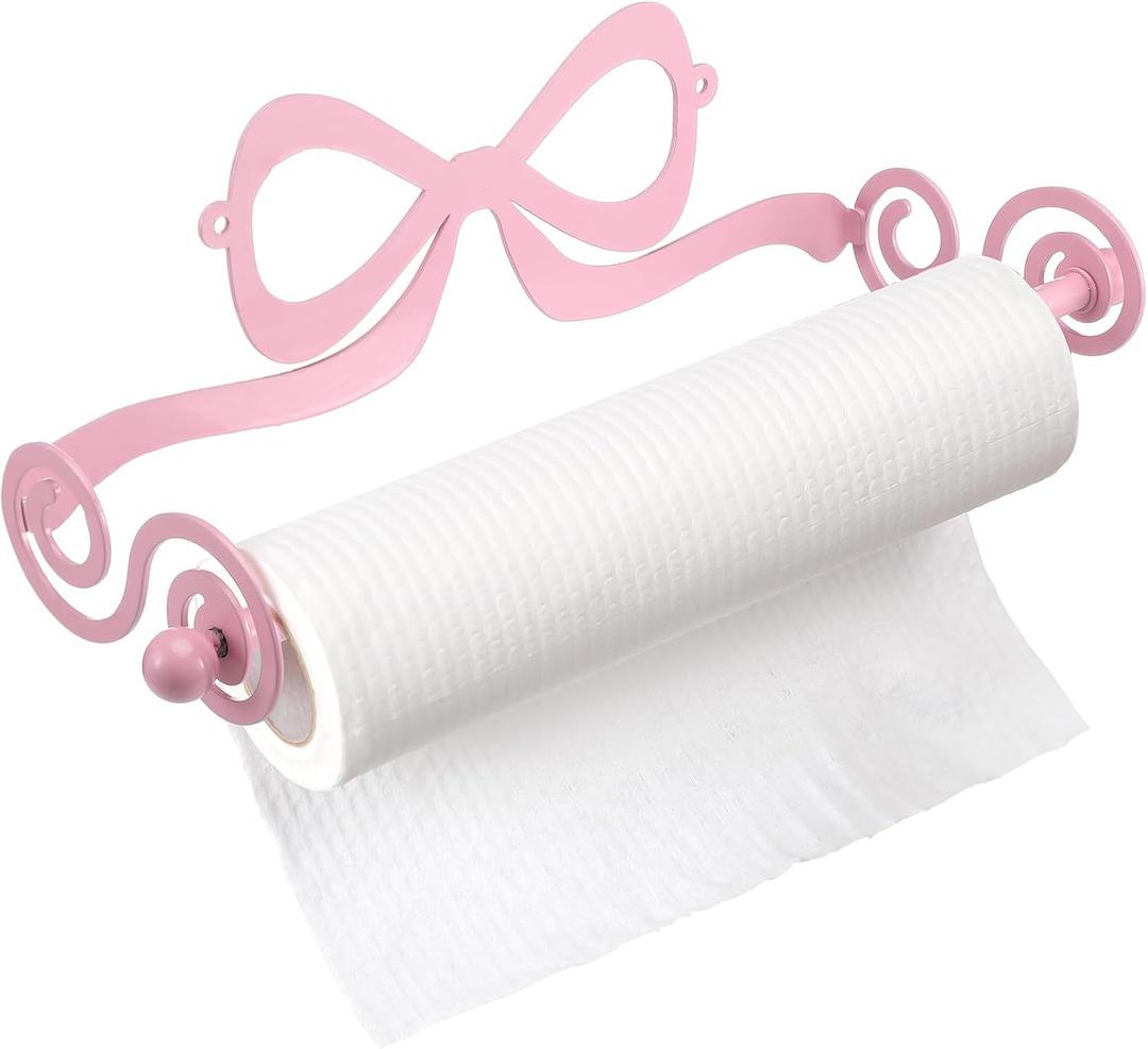 LemonRoad Pink Bow Toilet Paper Holder Wall Mount Coquette 12.2 x 2.3'', 12.2 x 2.36 inches