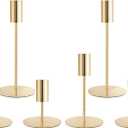 Gold Taper Candlestick Holders,Taper Candle Holders Set of 6,Metal Taper Candle Sticks Stand Holders,Modern Decorative Candle Holders for Wedding Certerpieces,Festive, Mantel,Home,Party (French Glod)