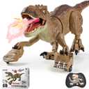 Remote Control Tyrannosaurus Rex Dinosaur Toys for Kids 3-5, 5-7, 8-12, RC T Rex Dino Robot Toy with Spray, Roar & Light, Birthday for 3 4 5 6 7 8 9 10 11 12 Year Old Boys (Brown)
