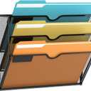 SUPEASY Wall File Organizer Mesh Office Mail Holder, Hanging Wall Organizer Magazine Rack for Office Black, 3 Tier