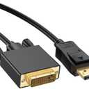 DisplayPort to DVI Display Cable 6FT, DisplayPort to DVI Adapter Male to Male Cord Cable for TV, Dell, HP, Projector, Monitor and Other Devices