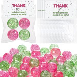 Leitee 48 Pcs Halloween Witch Party Favors Set Pink and Green Glitter Bounce Balls with Goodie Bags Princess Prince Party Favors Wizard Halloween Friendship Gifts for Witch Movie Themed Birthday Gifts