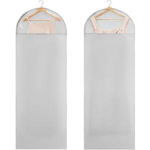 Carbrea 66 Inch Garment Bags for Hanging Clothes - Long Dress Bags for Gowms Closet Wardrobe Storage Travel - 2 Pack
