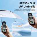 LIDOMPO 68 Inches Uv Protection Golf Umbrella For Sun Protection With Large Windproof Vented Double Canopy, Push-Button Auto Open Turquoise/Silver