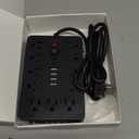 6 FT Flat Plug Surge Protector Power Strip,11 Multiple AC Outlets with 6 USB Ports (2 USB C), 6 Feet Extension Cord, 1250W/10A, One Touch Switch Button, 17 in 1 Compact powerstrip