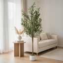 5.2FT Artificial Olive Tree with Lifelike Leaves & 34 Fruits, Potted Fake Plants for Office Home Bedroom, Artificial Plants Indoor Evergreen Faux Olive Tree for Modern Farmhouse Kitchen