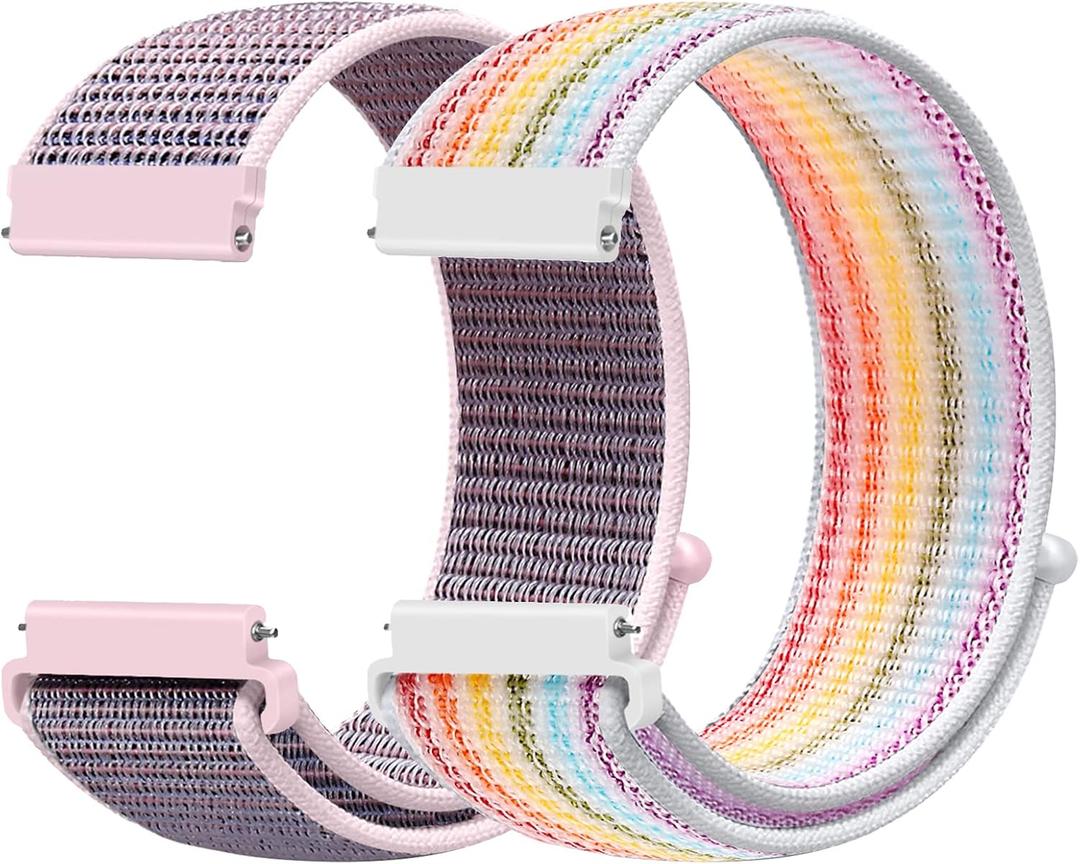 20mm Nylon Quick Release Band Compatible with Samsung Galaxy Watch 7 6 5 4 40mm 44mm/Garmin Vvoactive 6/5/3/3 Music/Forerunner 570 42mm/55/158/165/245/645/Amazift Active 2/Active/T-Rex 3 Pro 44mm