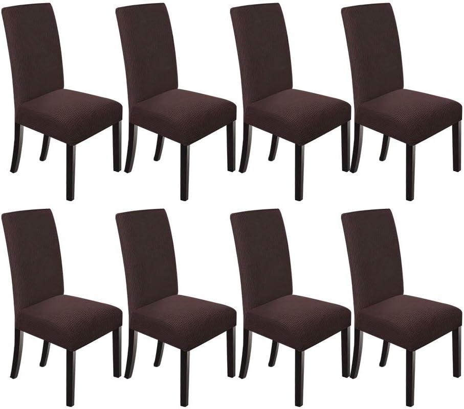 NORTHERN BROTHERS Dining Room Chair Covers Set of 8, Parsons Chair Slipcover Fit Stretch Dining Chair slipcover, Chololate (Chocolate)