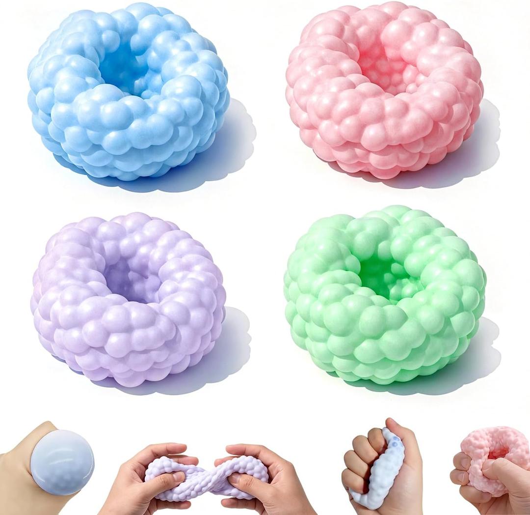 4Pcs Crunchy Squishy Moldable Stress Balls, Satisfying Sand-Filled Feel with Every Squeeze, for Office Desk, Focus Relaxing for Adults