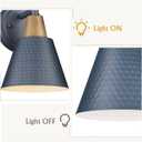 FEMILA Modern Wall Sconces Set of 2, 1-Light Wall Lighting Bathroom Sconces Single Vanity Light, Hammered Metal Shade, Dark Blue,4FG59B-2 Blue