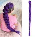 Long Purple Braid Ponytail Hair Extensions 26 Inch Purple Hair Extenisons for Braiding Easy Clip in Ponytail for Cosplay Halloween Costume
