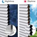 Cordless Cellular Shades, No Drill No Tools Honeycomb Window Blinds, Blackout Light Blocking Cellular Shades for Window, Thermal Insulation Blinds, Easy to Install, White 35" W x 48" H