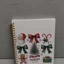 Christmas Notebook, Coquette Red and Green Bow Santa Gingerbread Christmas Journal, Christmas Office Gifts, Christmas Preppy Gifts for Women, Spiral Notebook 5.5x8.3 Inch