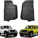 Custom for 2018-2025 2026 Jeep Wrangler JL 4 Door 2 Door 4XE/Jeep Gladiator Floor Mats 2 Pcs All Weather TPE Rubber Protection Mat (for Jeep Wrangler JL Front Floor Mat)