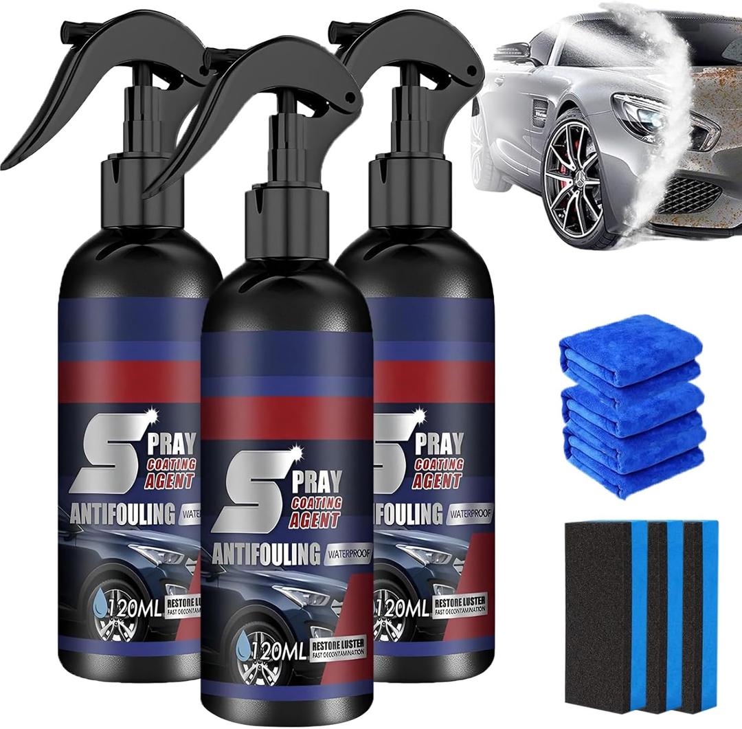 3PC Multi-Functional Coating Renewal Agent,3 in 1 Ceramic Coating for Cars, Spray Coating Agent Car Plastic Refurbish Long-Lasting Protection Quick Drying Formula for Cars Boats