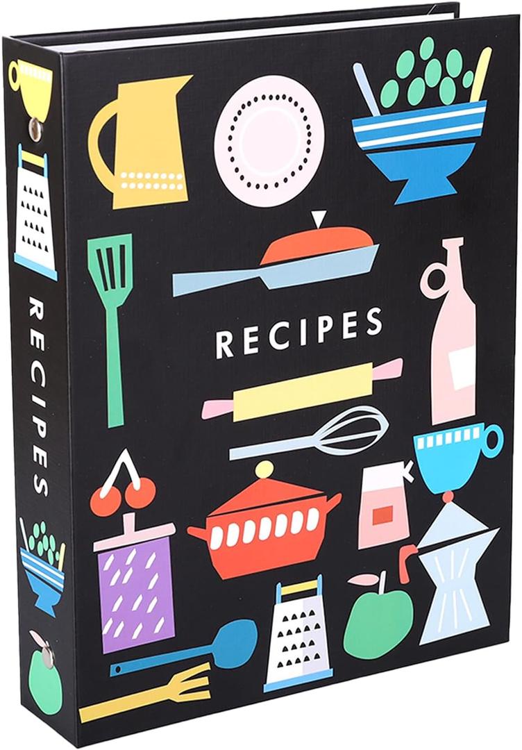 1 Pack Recipe Binder 9" x 7", 3 Ring Binder Recipe Book to Write in Your Own Recipes, Recipe Notebook Binder With 100 Recipes Page (5.5" x 8.5"), 12 Full Page Dividers