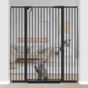 51.18" Extra Tall Pet Gate for Cats Dogs-29.6"-48.4" Extra Wide Baby Cat Gate for Stairs and Doorways-1.37" Ultra Narrow Spacing Dog Gate Dog Door with One-Handed Operation(29.6"-48.4")