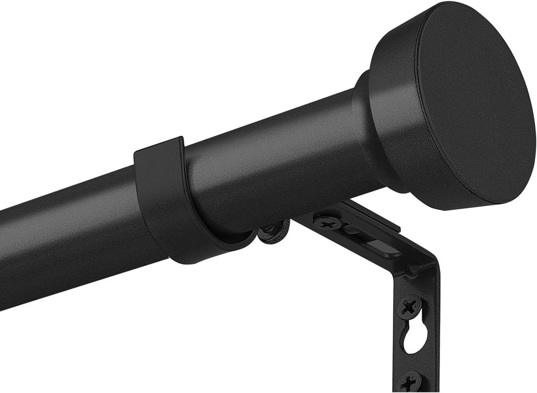 Curtain Rods for Windows 66 to 120 Inch(5.5-10 Feet),Black 1'' Diameter Drapery Rods with End Cap Style Design,Modern Adjustable Heavy Duty Curtain Rod,Size:32''-120'' 