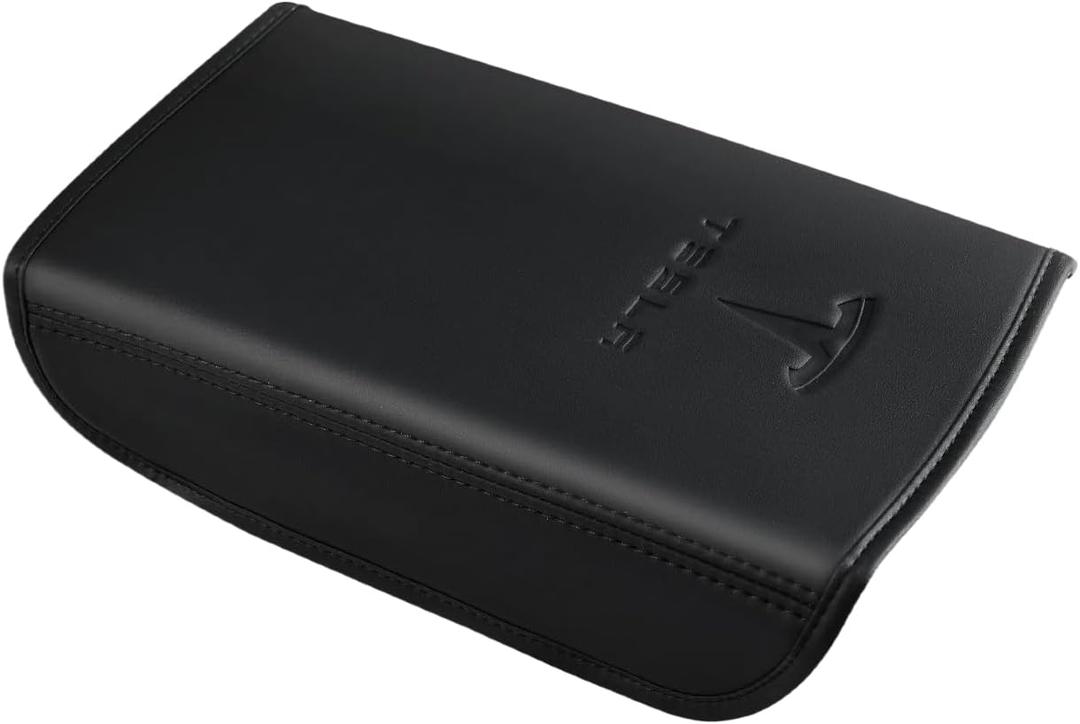 Center Console Leather Armrest Cover Designed for Tesla Model 3 2017-2023/Model Y 2020-2025(Not for Model Y Juniper),Center Console Accessories for Tesla Model 3/Y Interior Accessories Black