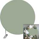 Renaiss Sage Green Round Backdrop Cover 7.2ft Polyester Solid Color Green Circle Backdrop Cover for Baby Shower New Born Birthday Party Wedding Decorations