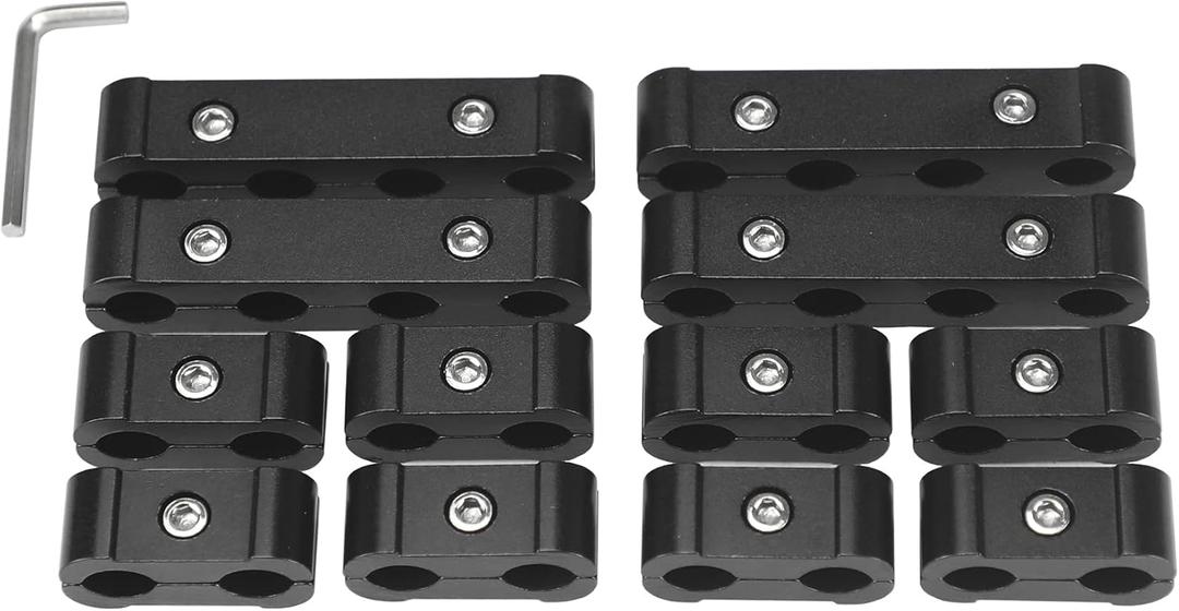 Ucreative Black 12PCS Aluminum Alloy Engine Spark Plug Wire Divider Separator Kit for 8mm 9mm 10mm Wire