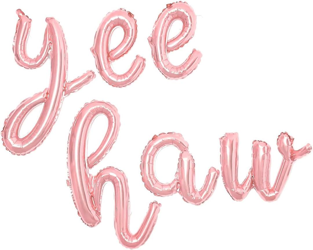 Birthday Party Balloons Yee Haw Balloons Rose Gold Yee Haw Banner for Western Cowgirl Birthday Decorations