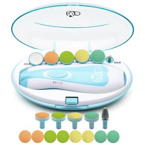 Baby Nail Trimmer 21 in 1, Usage Labeled Case & 13 Extra Replacement Tools, Royal Angels Baby Electric Nail File, Baby Nail Care, Nail Clipper Newborn Toddler Toes & Fingernails Nail Kit (Blue)