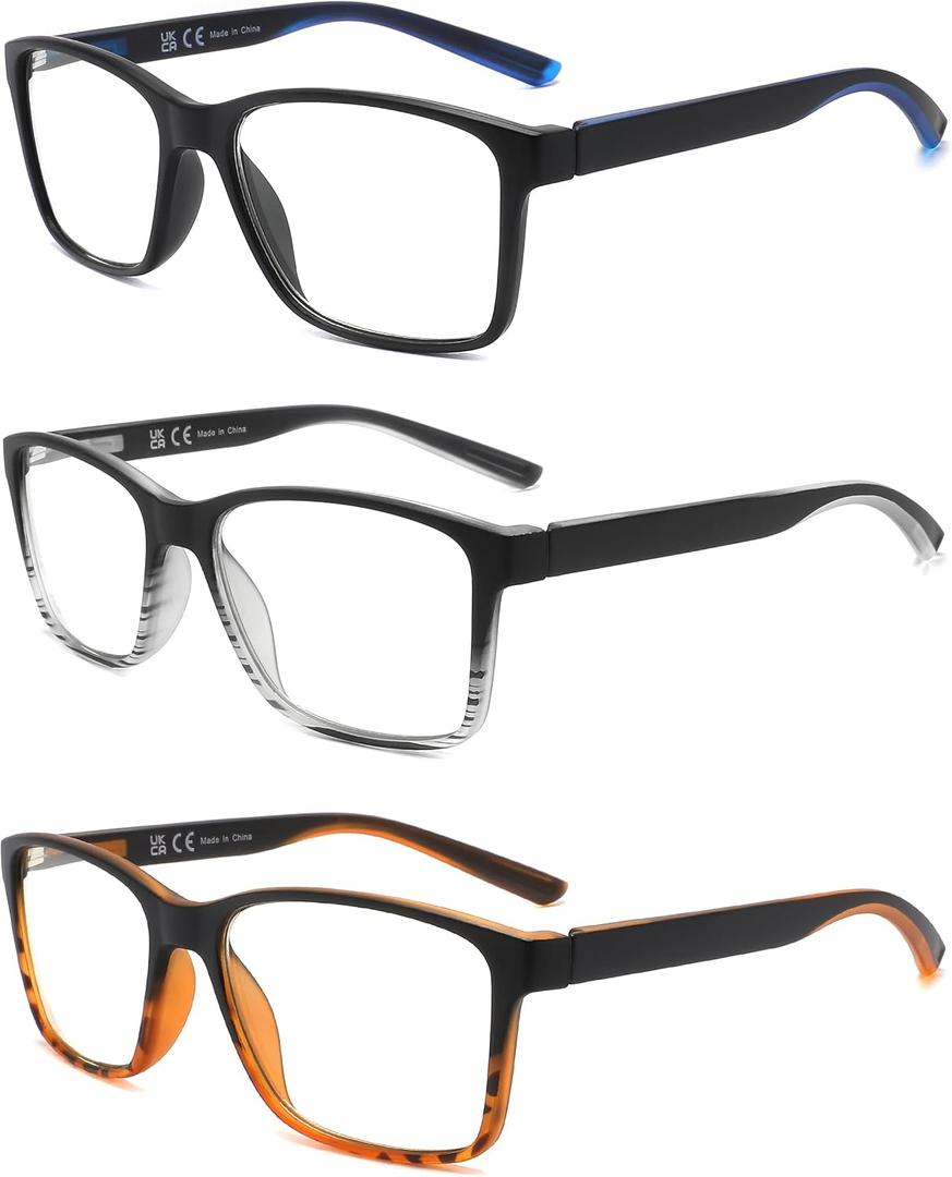 Blue Light Blocking Spring Hinge Reading Glasses Anti Eyestrain/Dryness Wide Square Reader Two Tone Computer Eyeglasse