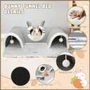 YUEPET 3-Way Bunny Tunnel Bed, Rabbit Tunnel for Indoor, Bunny Play Tunnel | Cozy Bunny Bed, Washable Rabbit Tunnels for Indoor Bunnies, With Removable Cushion, Anti-Slip Base, 29.5 x 21.7 in, Grey
