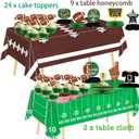 Football Birthday Party Decorations, with Tinsel Backdrop Curtains & Disposable Tablecloths & Cupcake Toppers,Party Supplies for Birthday /Gameday/ Baby Shower / Tailgate / School Sports Party