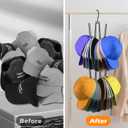 2 Pack Black Hat Organizer for Closet, Hat Organizer for Baseball Caps, Hat Hooks for Wall, Baseball Hat Storage Organizer, 360Rotation Space Saving Cap Organizer for Hats,Scarves,Ties,Belts