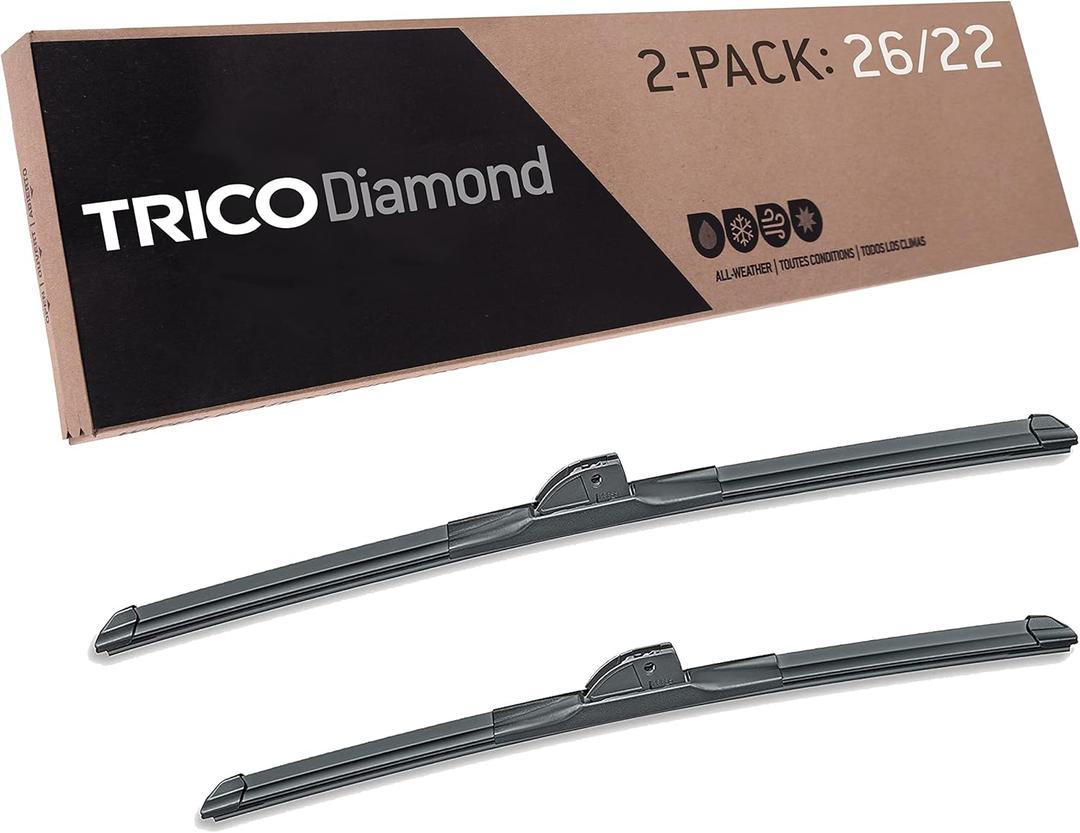 TRICO Diamond (25-2622) 26 Inch & 22 inch pack of 2 High Performance Automotive Replacement Windshield Wiper Blades For My Car Super Premium All Weather Beam Blade for Select Vehicle Models