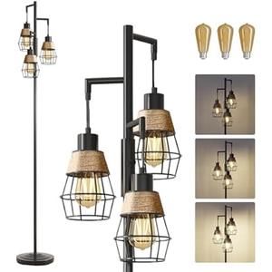 Oneach 68 Floor Lamps for Living Room 3 Light Industrial Floor Lamp Modern Black Floor Lamp Standing Tall Lamp for Living Room Bedroom Office E26 Base