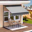 YITAHOME 59" Manual Retractable Awning, Outdoor Sun Shade Window Awning with UV Protection, Waterproof Patio Canopy Awnings for Doors, Windows, Decks, Dark Gray