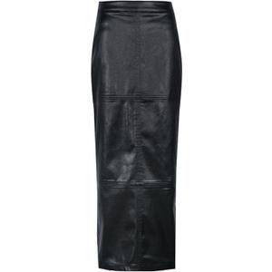 Long Skirts for Women Trendy High Waisted A Line Business Casual Leather Maxi Skirt with Slit Dressy (Black, XL)