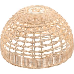 Artibetter Rattan Pendant Lamp Shade Replacement Woven Cage Hanging Lampshade Retro Chandelier Cover Natural Wicker Light Shades for Farmhouse Home Bedroom 116 Icnh