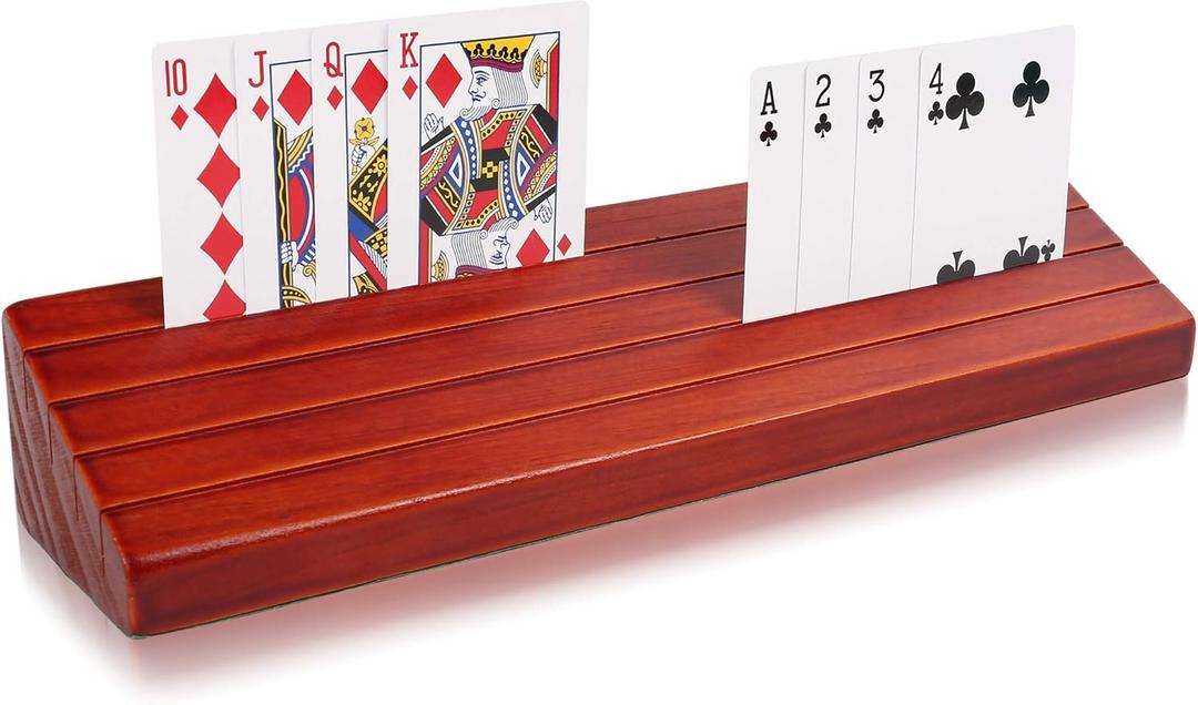 LotFancy Playing Card Holder for Kids, Adults, Seniors, Large Wooden Hands Free Card Holders for Family Card Game Nights, Canasta, Poker Parties, 13.8" Long Version