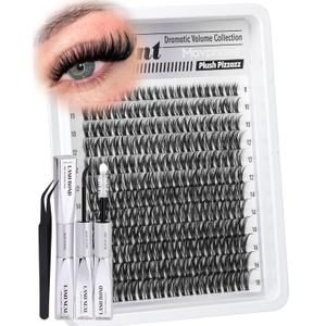 Flaunt Lash Clusters Kit Wispy Cluster Eyelash Extensions Kit CD-Curly Natural Individual Lashes DIY Lash Extension Kit 132Pcs Flora Cluster Lashes with Bond and Seal and Tweezers by Mavphnee (8-18MM)