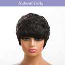 MOONSHOW Short Human Hair Wigs for Black Women Pixie Cut Wig Human Hair Black Short Curly Wigs Human Hair Wigs with Bangs Pixie Cut Wigs for Black Women Black Curly Wig