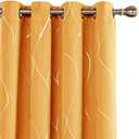 Deconovo Blackout Curtains - Silver Wave Line Print, Thermal Insulated, Noise Reducing, Privacy Drapes for Bedroom & Living Room (52W x 96L Inch, Orange Flame, 2 Panels)