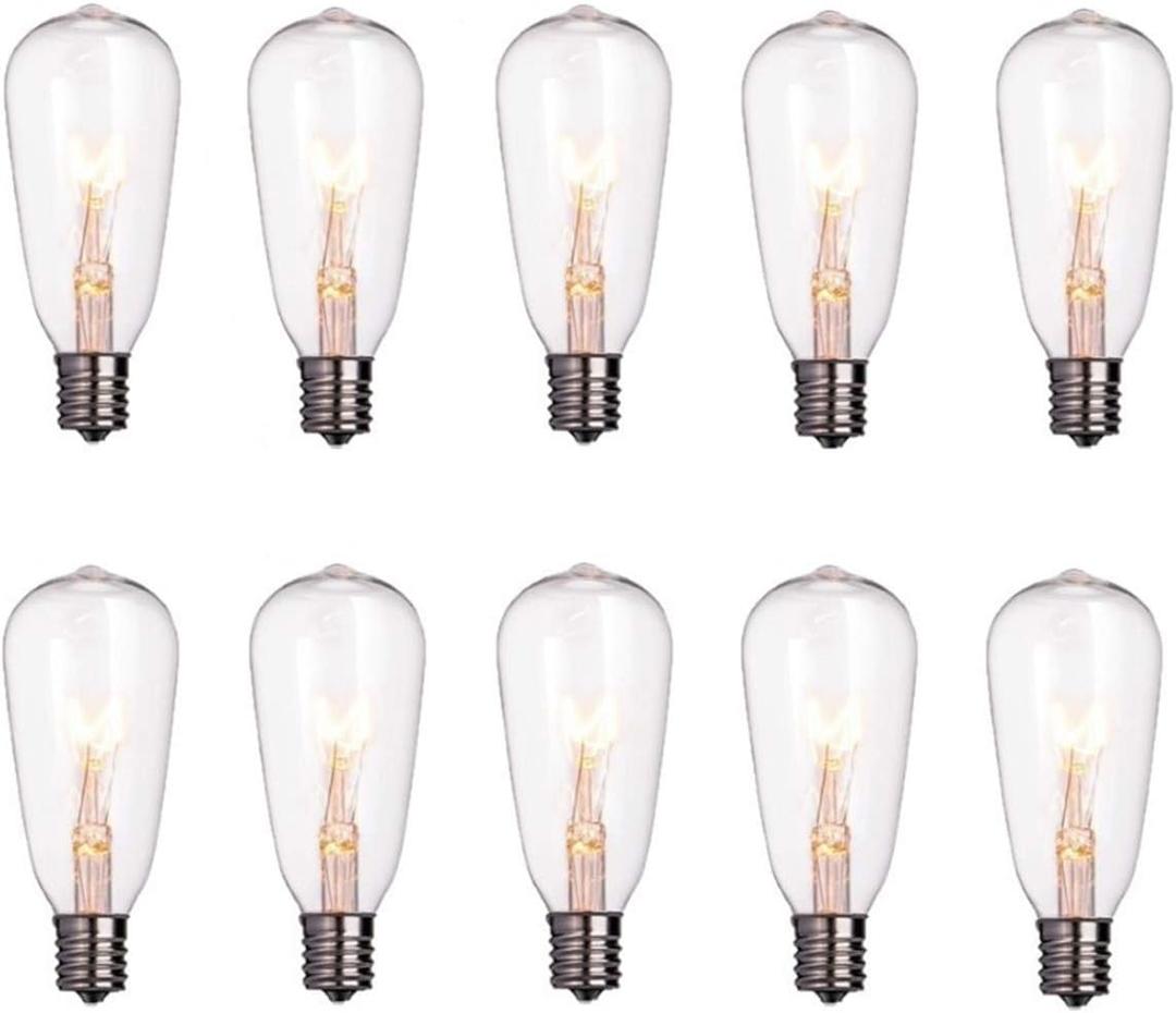 10-Pack Edison Light Bulbs ST40 Clear Replacement Bulbs-7 watts 120 Volts E17 Screw Base for Outdoor Indoor Patio Edison String Lights-Clear
