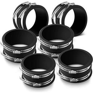 Minatee 6 Pcs 4 Inch Dust Control Flex Cuffs with Stainless Steel Hose Clamps, Flexible PVC Coupling for Plastic and Copper Plumbing Connections, Connector Ports Dust Collection Fittings