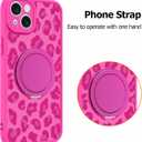 Fiyart Designed for iPhone 14 Plus Case Ring Holder Kickstand Magnetic Bumper Compatible with MagSafe Camera Lens Protection for Women Men Cheetah Print 6.7"-Rose Red