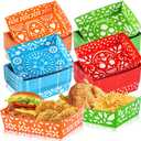 50Pcs Mexican Nacho Trays, Disposable Fiesta Party Snack Trays Taco Boats Paper Food Serving Plates for Mexican Fiesta Birthday Party Supplies (Requires Assembly)