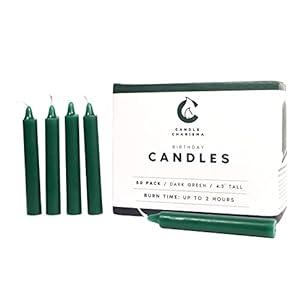 Candle Charisma 50 Green Spell Candles - 4" Unscented Paraffin Chime Candles, Smokeless & Dripless, Colored Candles, Long Burn Time 1/ 2 Inch Taper Candles for Rituals, Witchcraft and Parties
