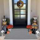 Black and White Striped Outdoor Rug Halloween Door Mat 27.5" x 43" Front Porch Rug Farmhouse Fall Layered Door Welcome Mat for Entryway/Home Entrance/Laundry Room