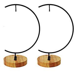 YY YEARCHY Awesomes Terrarium Ornament Display Metal Air Plant Stand Flower Pot Holder Iron Pothook Stand for Hanging Glass Terrarium Globe Ball (Black)