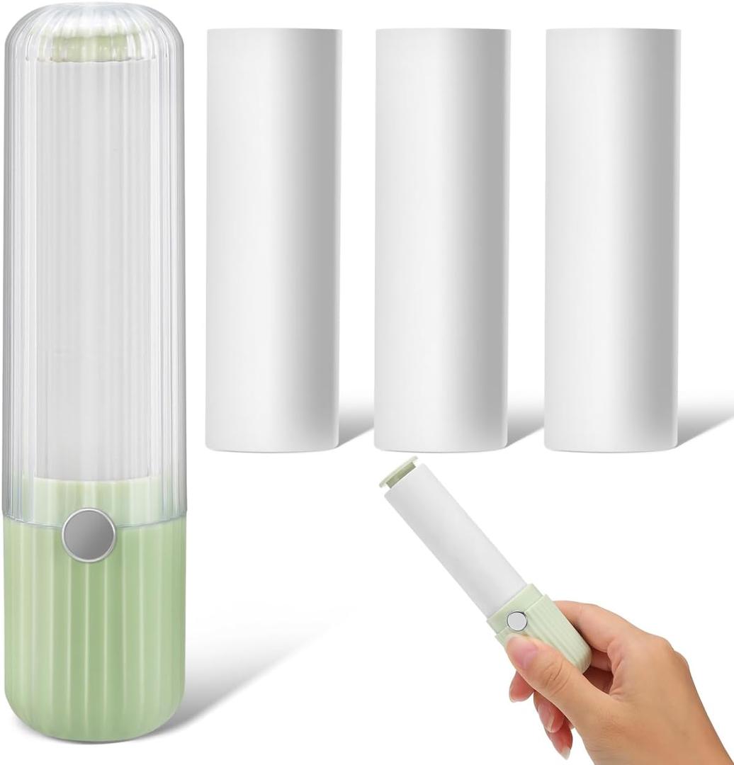 NOLITOY Compact Lint Roller with 3 Rolls Replaceable Sticky Paper - Portable Pet Hair Remover for Clothes, Furniture, and Travel Essentials Household Use